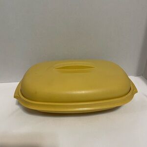 Tupperware 3 PC microwave vegetable rice‎ steamer in Harvest Gold color kitchen